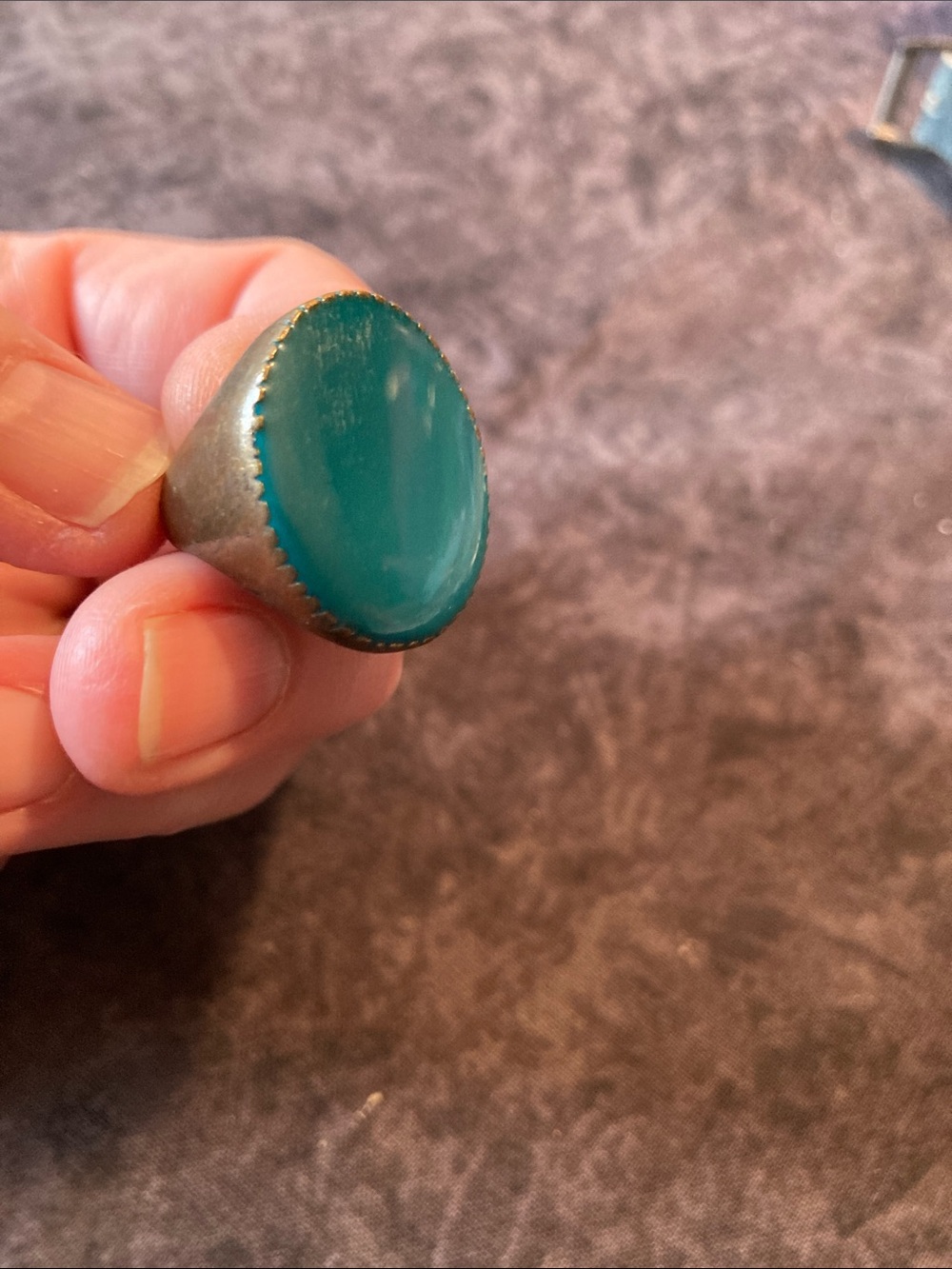 Teal Oval Cabochon Statement Ring
